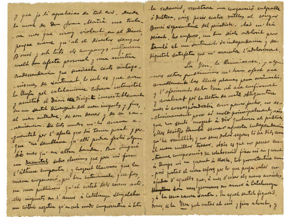 Carta de Joan Maragall a Enric Prat de la Riba, del 7 de maig de 1903 (mrgll-Mss. 6-43-3)