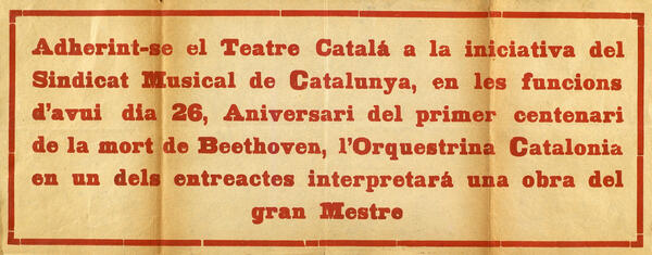 Cartell del Teatre Català. Barcelona, 1927. Fons Isidre Magriñà
