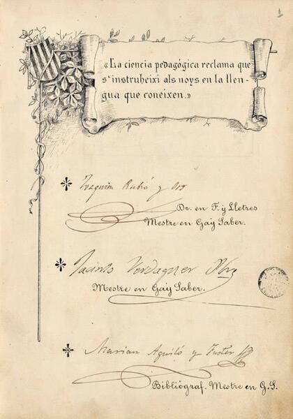 Patronat de la Ensenyansa catalana [Manuscrit] : llista general d'associats. Barcelona, 1897-1914