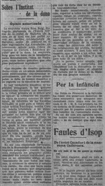 “Sobre l’Institut de la dona”, La Veu de Catalunya, 14 de setembre de 1918