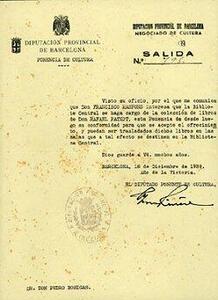 Carta de P. Bohigas a F. Maspons