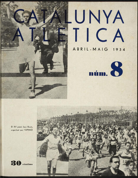 Portada de la revista Catalunya Atlètica amb dues fotografies de la XV Cursa Jean Bouin, al 1934.
