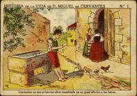 Escena de la vida de Miguel de Cervantes d'una col·lecció de cromos