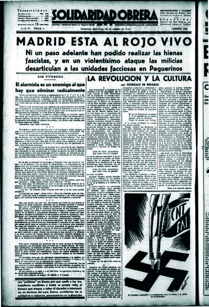 Darrera pàgina del primer número de la Soli sortit dels tallers de Consell de Cent,  el 28 d’octubre de 1936