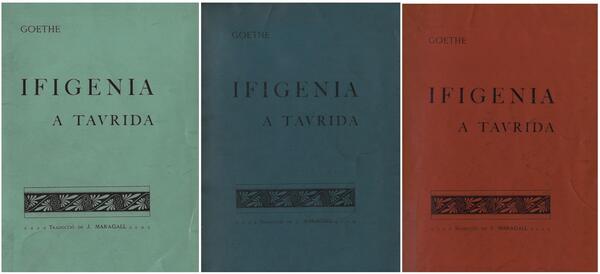 Primera edició de l’obra, editada a la «Biblioteca Dramàtica» de L’Avenç el 1898, amb la coberta en diferents colors