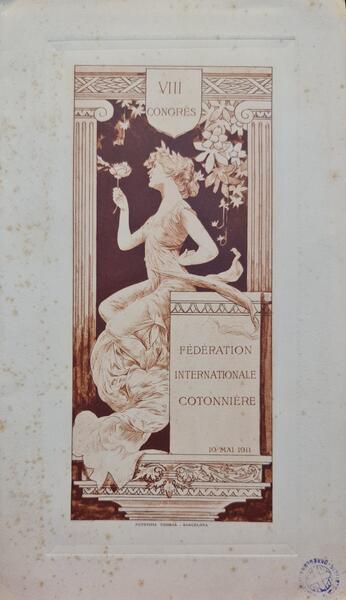 Coberta del menú del VIII Congrès de la Fédération  Internationale Cotonniére (1911)
