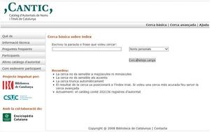 Base de dades CANTIC disponible al web de la BC