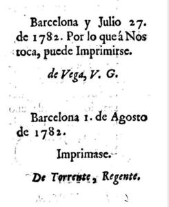 Llicències d’impressió eclesiàstica i civil. Oracion diaria para una alma devota, 1782 (top.: 15-VI-61/36)