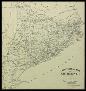 Mapa de Catalunya de la Mancomunitat de Catalunya. 1921