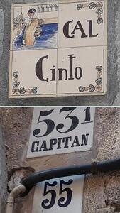 Plaques de ceràmica a dos carrers, un a St. Llorenç de Morunys, Solsonès i l'altre a Hostalric, La Selva         