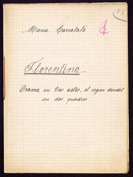 Portada del manuscrit de Maria Carratalà. Florentina. 1938. 