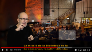 Caràtula del vídeo de benvinguda a la Biblioteca interpretat en llengua de signes catalana